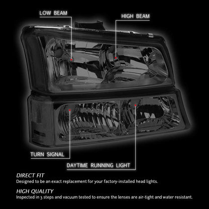 DNA Motoring, HL-OH-CS03-4P-SM-AM, Driver and Passenger Side Headlight Assembly.