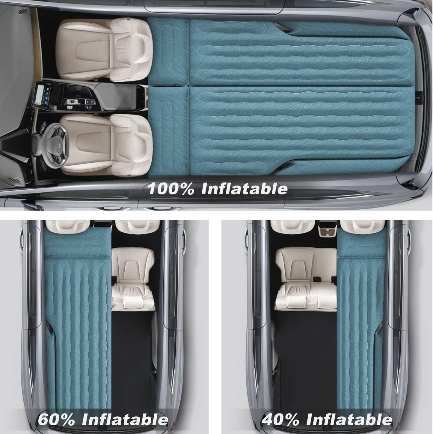 Umbrauto 63in Extended SUV Mattress Quick Inflate, Includes Pump & 2 Pillows£¬Teal