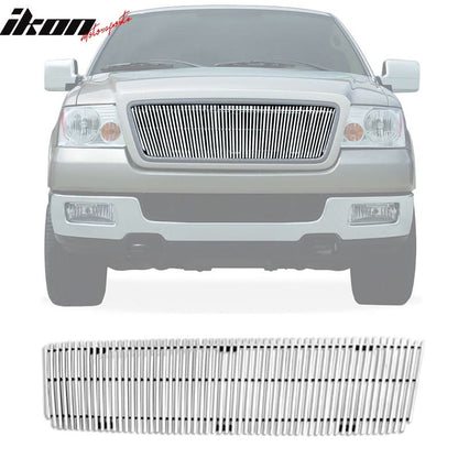 2004-2008 Ford F150 Vertical Overlay Style Polished Silver Front Grile