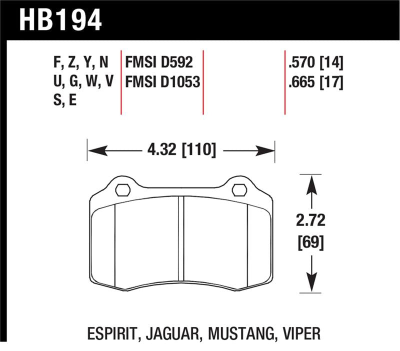 Hawk 04-11 Chry 300C/06-14 Jeep Grand Cherokee SRT-8 /10-14 Chevy Camaro SS Race DTC-30 Brake Pads
