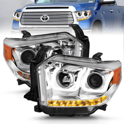Anzo 2014-2015 Toyota Tundra Projector Headlights w/ U-Bar Chrome w/ DRL