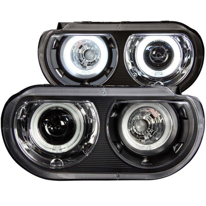 Anzo 2008-2014 Dodge Challenger Projector Headlights w/ Halo Black (CCFL)