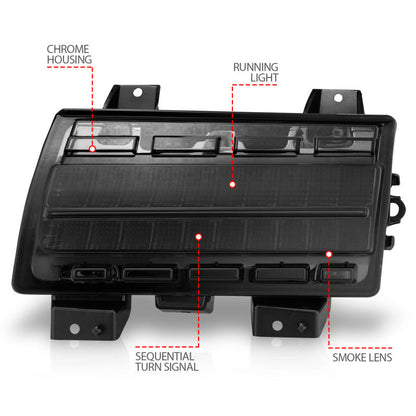 ANZO Wrangler 18-21/Gladiator 20+ LED Side Marker Lights Smoke w Sequential Signal 511088