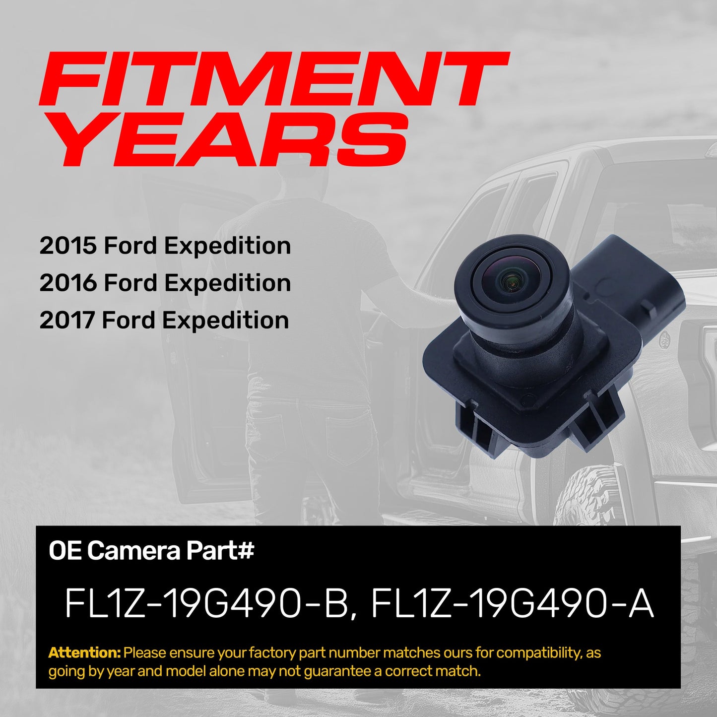 Ford Expedition (2015-2017) OEM Replacement Backup Camera OE Part # FL1Z-19G490-A, FL1Z-19G490-B