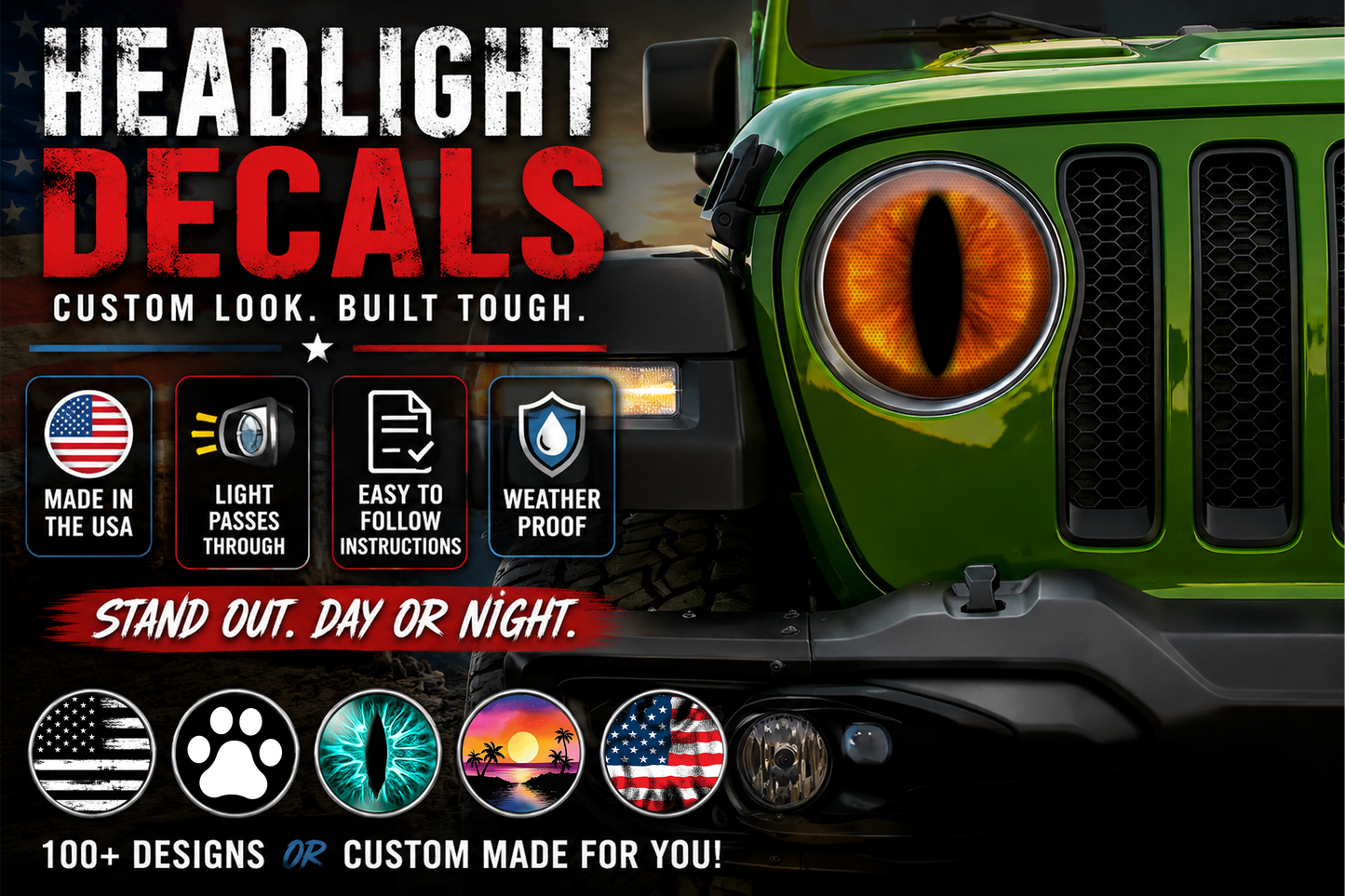 orange cat eyes for the headlight decals 75