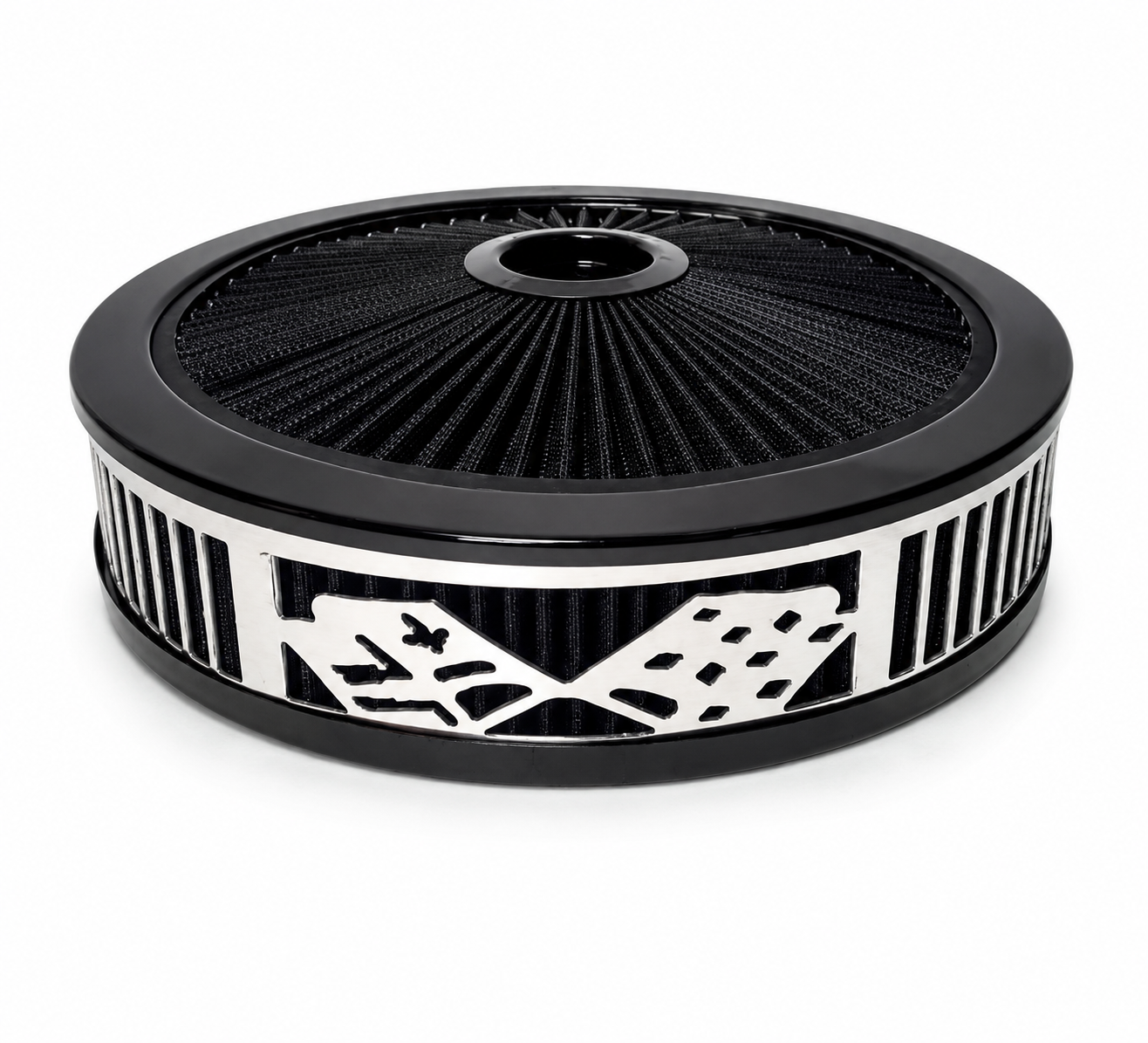 Blingz Beauty Bandz Black Air Filter Assembly , Checkered Flag - 750019