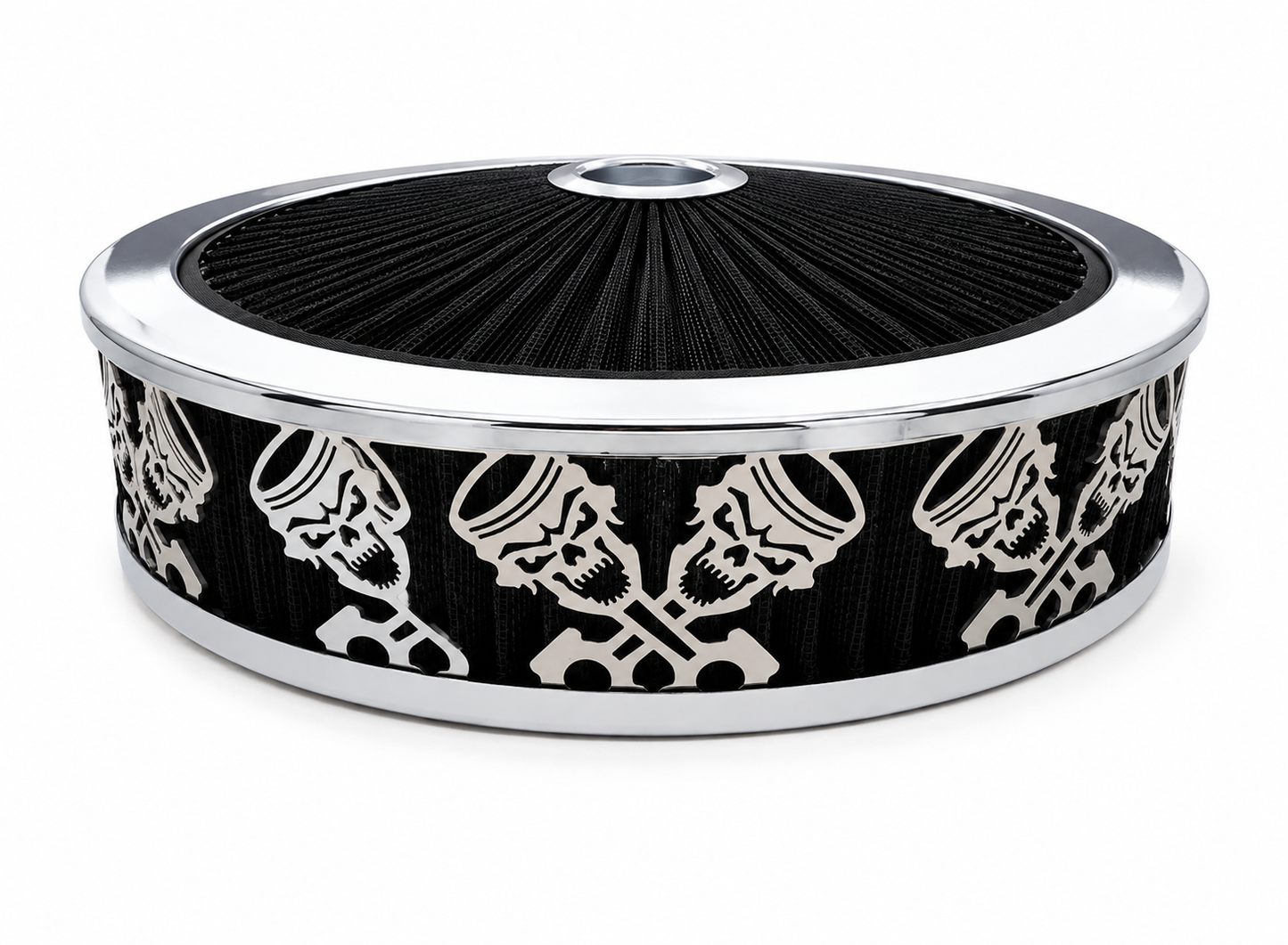 Blingz Beauty Bandz Black And Chrome Air Filter Assembly , Skullz and Rods - 750030