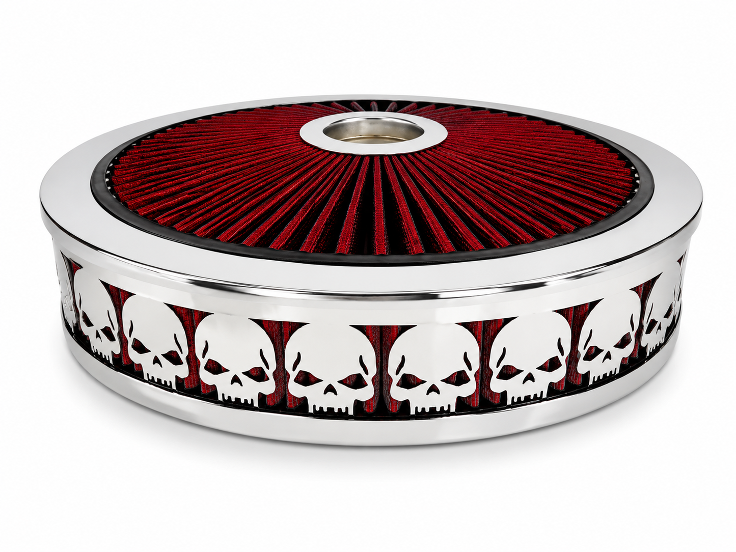 Blingz Beauty Bandz Red and Chrome Air Filter Assembly , Skullz - 750040