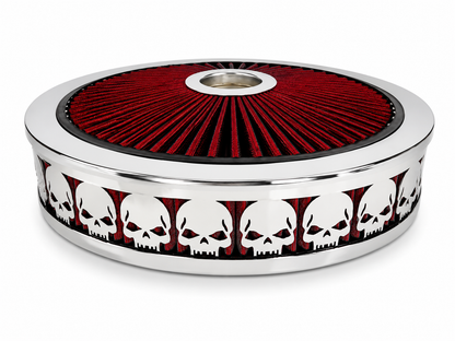 Blingz Beauty Bandz Red and Chrome Air Filter Assembly , Skullz - 750040