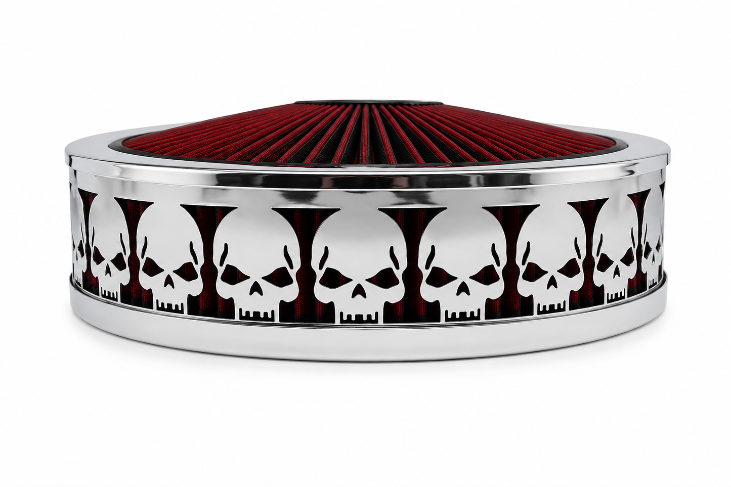 Blingz Beauty Bandz Red and Chrome Air Filter Assembly , Skullz - 750040