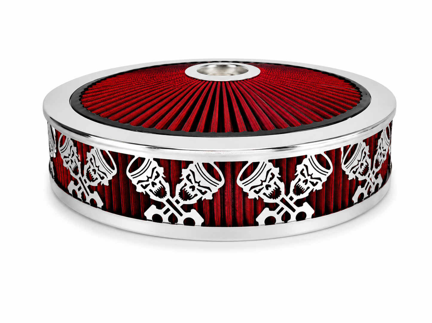 Blingz Beauty Bandz Red and Chrome Air Filter Assembly , Skullz and Rods - 750043