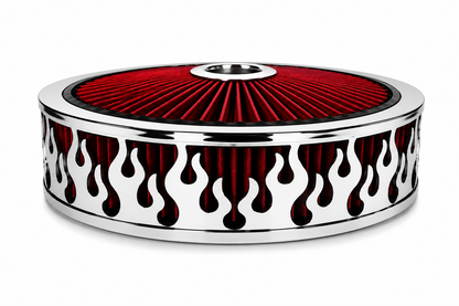 Blingz Beauty Bandz Red and Chrome Air Filter Assembly , Flames - 750044
