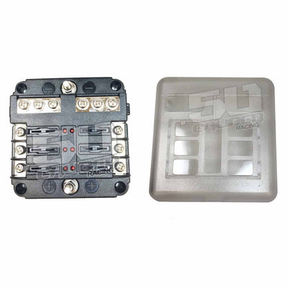 6 Way Screw 12V Fuse Block with Ground Terminals