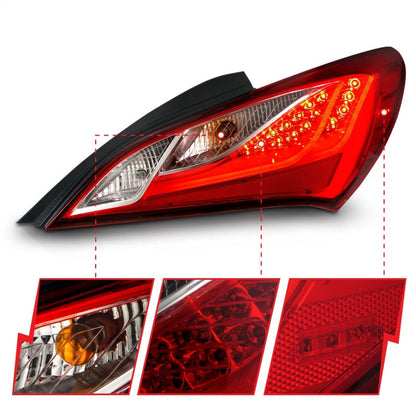 Anzo 2010-2013 Hyundai Genesis LED Taillights Red/Clear