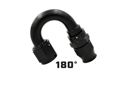 Aeromotive PTFE Hose End - AN-08 - 180 Deg - Black Anodized 15363