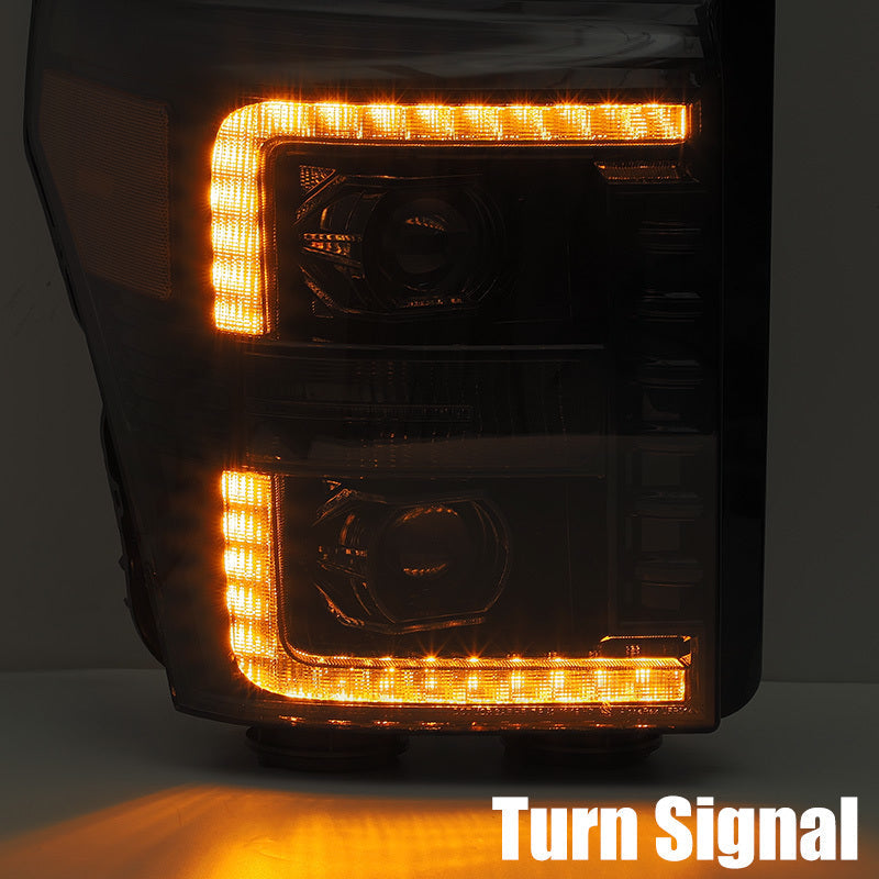 AlphaRex 11-16 Ford F-250 SD PRO-Series Projector Headlights Plank Style Design Black w/Seq Signal 880142 *Discontinued