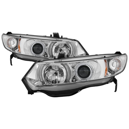 Spyder Honda Civic 06-08 2Dr Projector Headlights LED Halo Chrome High H1 Low H1 PRO-YD-HC06-2D-HL-C 5010797