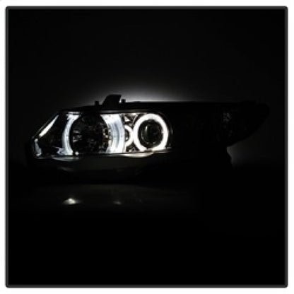 Spyder Honda Civic 06-08 2Dr Projector Headlights LED Halo Chrome High H1 Low H1 PRO-YD-HC06-2D-HL-C 5010797