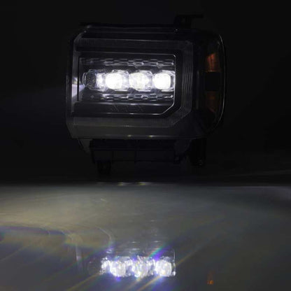 AlphaRex 14-18 GMC Sierra NOVA LED Proj Headlights Plank Style Black w/Activ Light/Seq Signal/DRL 880617 *Discontinued