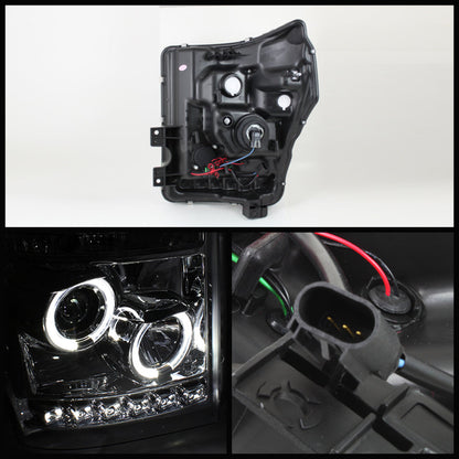 Spyder Ford Super Duty 11-15 Projector Headlights LED Halo DRL Smke Low 9006 PRO-YD-FS11-HL-SM 5070289