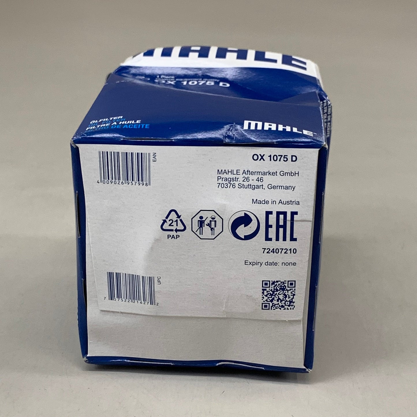 MAHLE Eco Engine Oil Filter For Volvo Orange OX 1075D (As-Is (see Images)