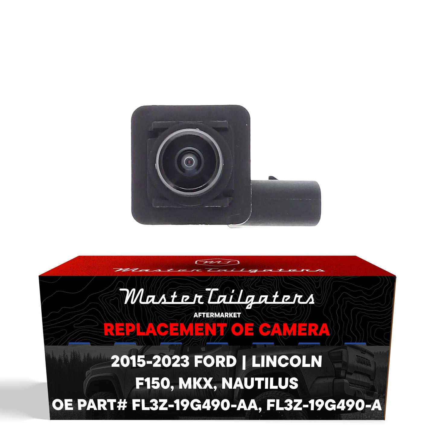 Ford F150 Crew Cab (15-20), F150 Extended Cab (15-20), F150 Raptor (17-20) / Lincoln MKX (16-18), Nautilus (19-23) RIGHT Side View OEM Replacement Backup Camera OE Part# FL3Z-19G490-AA, FL3Z-19G490-A