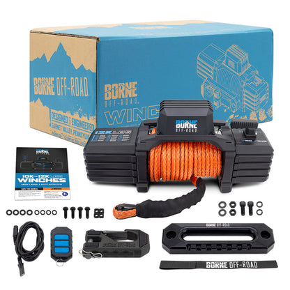 Borne Off-Road 12K Winch - Orange Synthetic Rope BNWN-12-SOR