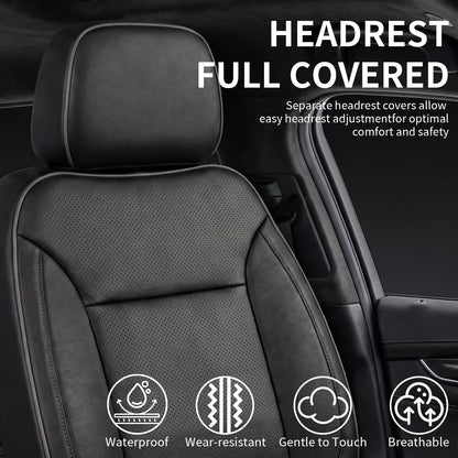 Umbrauto Custom Seat Covers for Silverado and GMC Sierra,Waterproof Nappa Leather Full Set Seatcovers for Chevy Silverado/GMC Sierra 2007-2013 & 2019-2026 1500, 2020-2026 2500HD 3500HD Crew/Double/Extended Cab