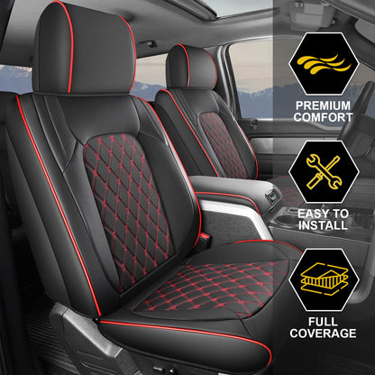 Umbrauto Leather Seat Covers for Silverado/Sierra, Waterproof Custom Full Set Seatcovers for Chevy Silverado/GMC Sierra 2007-2013 & 2019-2026 1500, 2020-2026 2500HD 3500HD Crew/Double/Extended Cab