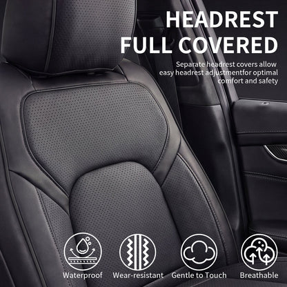 Umbrauto Car Seat Covers for Dodge RAM, Premium Nappa Waterproof Leather Seat Cushion Fits 2009-2026 RAM 1500/2500/3500 Crew Quad Mega Cab with Flat Bench,Full Set, Black