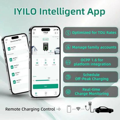IYILO Level 2 EV Charger NEMA 14-50 J1772 Wall-mounted Plug In - 40A