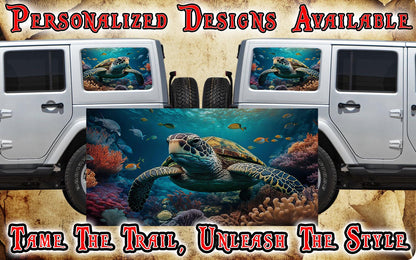 Sea Turtle Rear quarter window see through graphic.