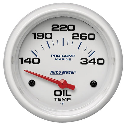 AutoMeter Marine White Air-Core Electric Oil Temperature Gauge 2-5/8in 140-300 Deg F 200765