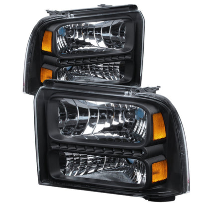 SPYDER Xtune Ford F250/350/450 Super Duty 05-07 Crystal Headlights w/ LED Black HD-JH-FS05-LED-BK 9026966