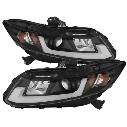 Spyder Honda Civic 2012-2014 Projector Headlights - Light Bar DRL Black PRO-YD-HC12-DRL-BK 5076519