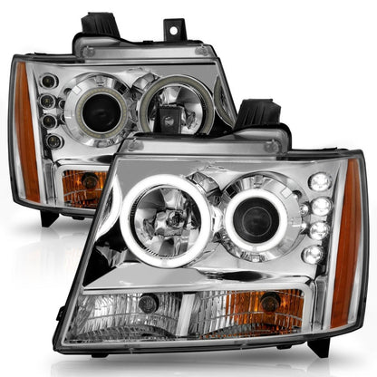 Anzo 2007-2013 Chevrolet Avalanche Projector Headlights w/ Halo Chrome