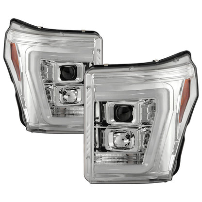 Spyder Ford F250/350/450 11-16 V2 High-Power LED Headlights-White Light Bar-Chrome PRO-YD-FS11V2PL-C 5087881
