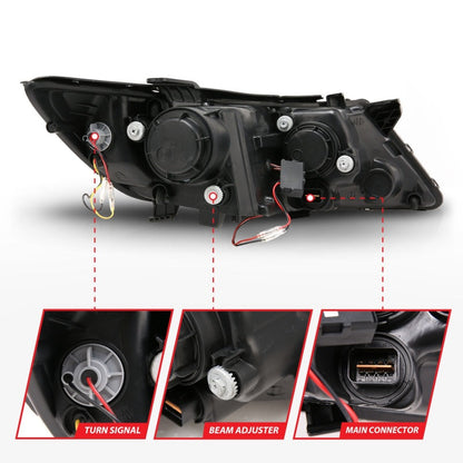 Anzo 2011-2013 Kia Optima Projector Headlights w/ Halo Black (CCFL)