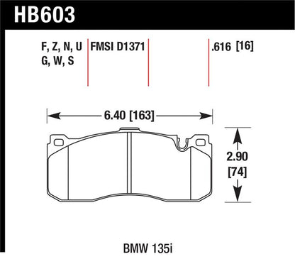 Hawk BMW 135i DTC-60 Race Front Brake Pads
