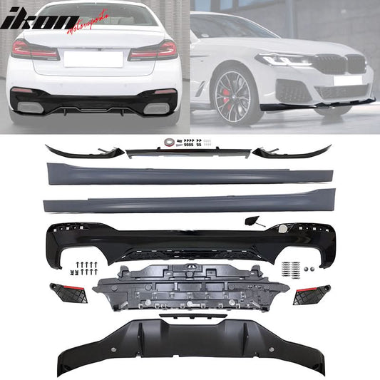 Fits 2021-2023 G30 G31 Rear Diffuser Type 2+Front Bumper Lip+Side Skir