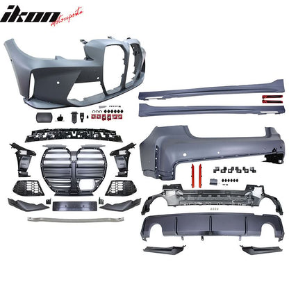 2019-2023 BMW G20 M3 Style Bumper for Round Tips&Side Skirt w/ Light