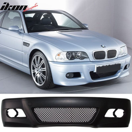Fits 99-06 E46 2Dr M3 PP Front Bumper + Fog Light Cover + Fog Lamp