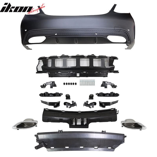 2015-2018 Benz C-Class W205 Rear Bumper with Diffuser Muffler Tip PP
