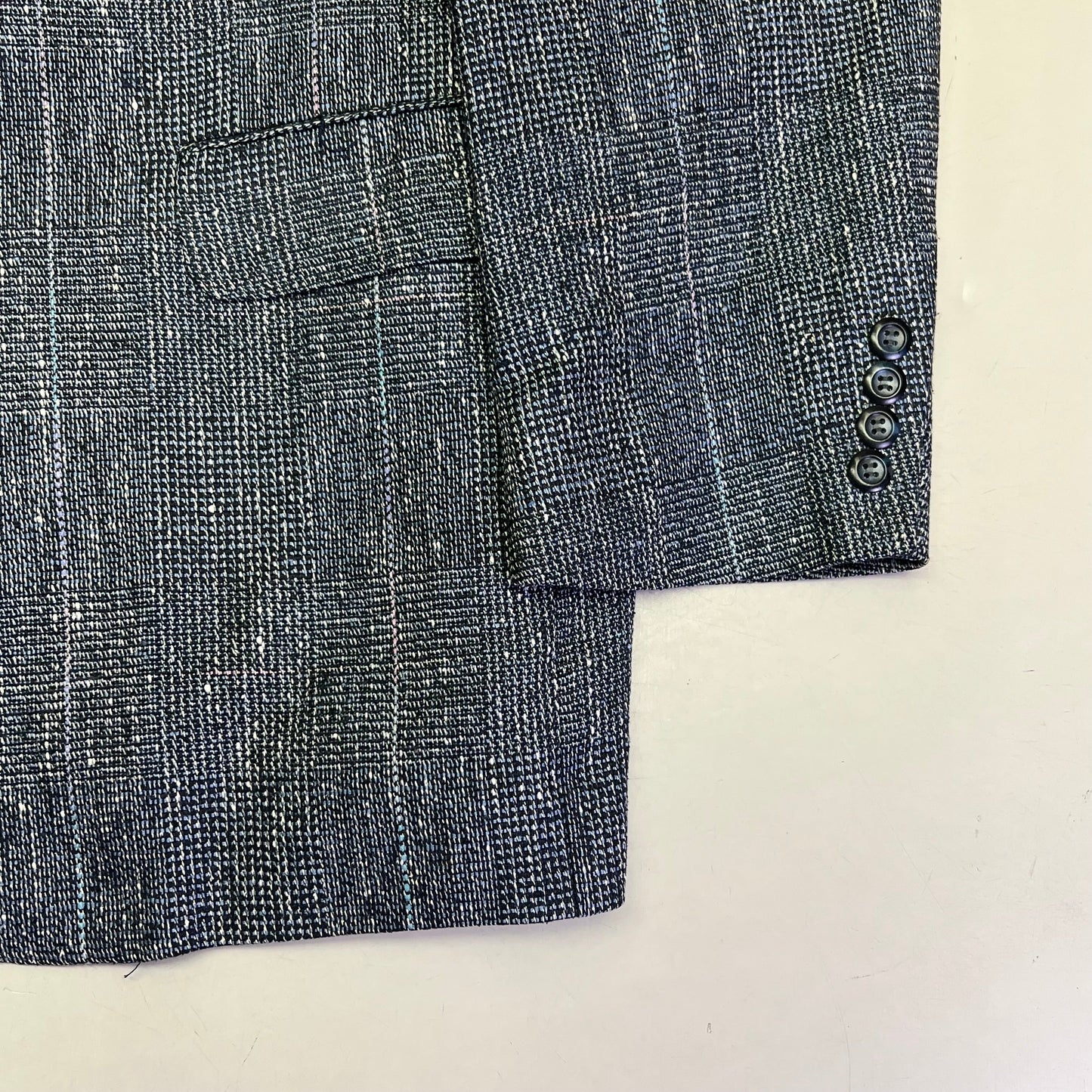 STAFFORD EXECUTIVE 100% Silk Blazer Salt & Pepper  Men's Sz 42R Blue/Black