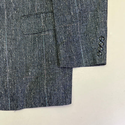 STAFFORD EXECUTIVE 100% Silk Blazer Salt & Pepper  Men's Sz 42R Blue/Black