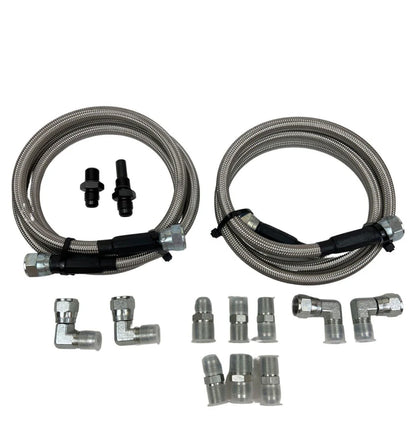 BULL BOOST PERFORMANCE Flexible Stainless Steel Braided Transmission Cooler Hose Line Kit For GM Chevy 4L80E 1996+