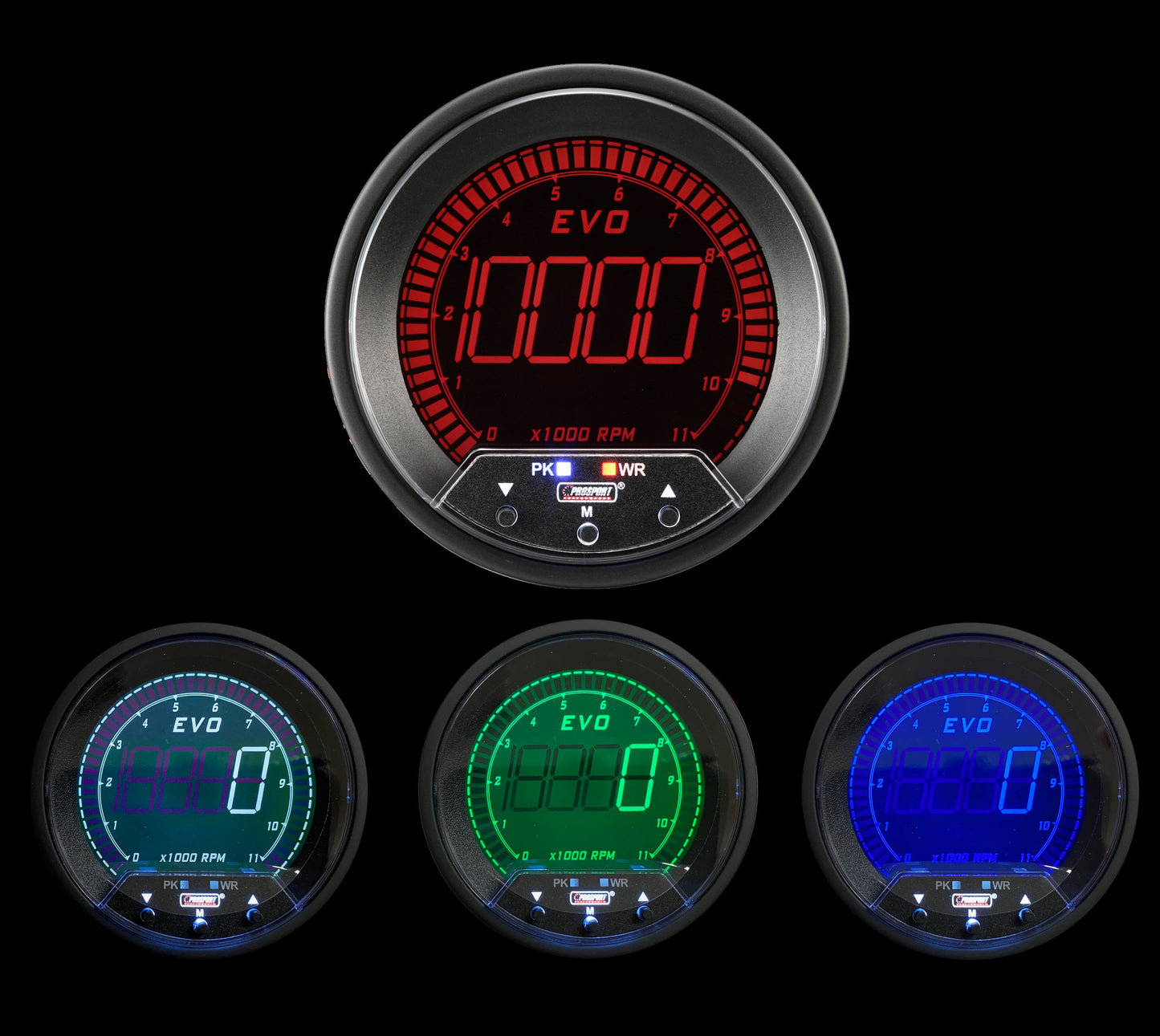 3-1/3" Premium EVO Series Tachometer with  Peak/Warning