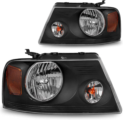 2004-2008 Ford F150 Black Housing Amber Reflector Clear Lens Oe Replacement