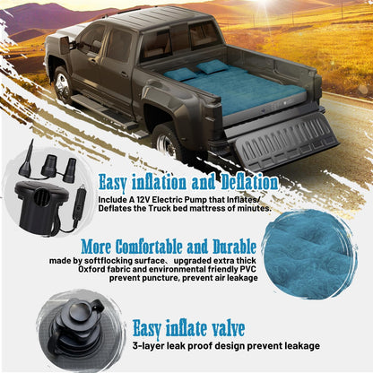 Umbrauto 5.5-5.8 FT Short Truck Bed Air Mattress 1.0 ,Teal