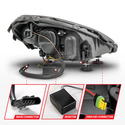 ANZO 05-13 Chevrolet Corvette Projector Headlights w/switchback & Sequential LED - Black Amber 121571